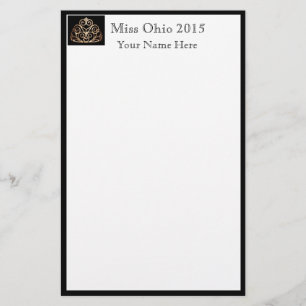 Skönhetstävling Krona & Custom Name Stationery Lak Brevpapper