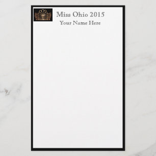 Skönhetstävling Krona & Custom Name Stationery Lak Brevpapper