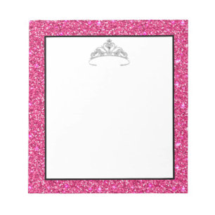 Skönhetstävling Rodeo Tiara Krona Rosa Glitter Ant Anteckningsblock