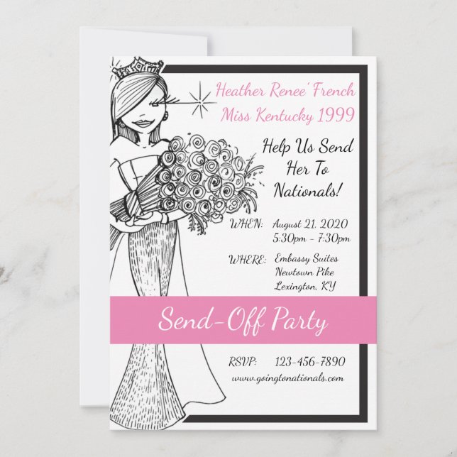 Skönhetstävling Send by Heather Fransk Henry Inbjudningar (Framsida)
