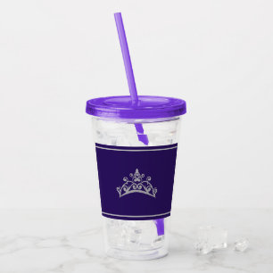 Skönhetstävling Silver Tiara Krona akrylila Tumble Take Away Mugg