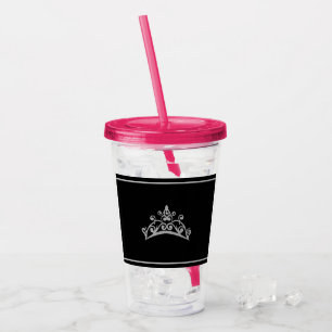 Skönhetstävling Silver Tiara Krona akrylisk tumlar Take Away Mugg