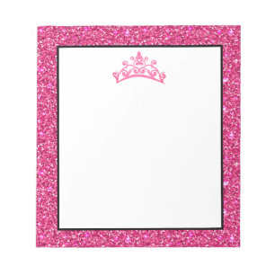 Skönhetstävling Tiara Krona Rosa Glitter Antecknin Anteckningsblock