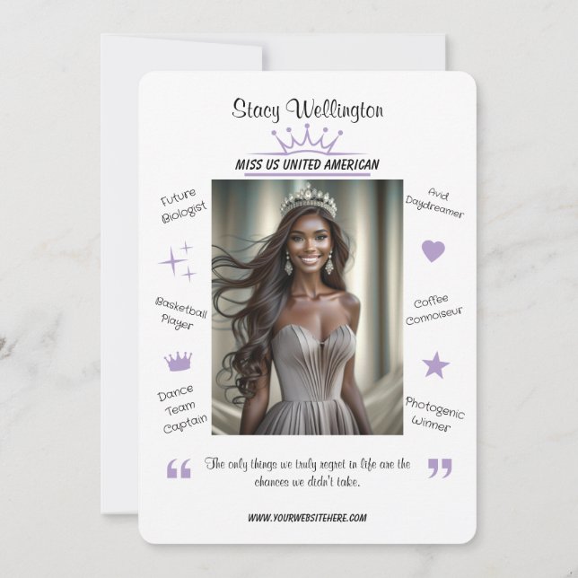 Skönhetstävlingen roligt Facts Promo Autograph Car Inbjudningar (Baksida)