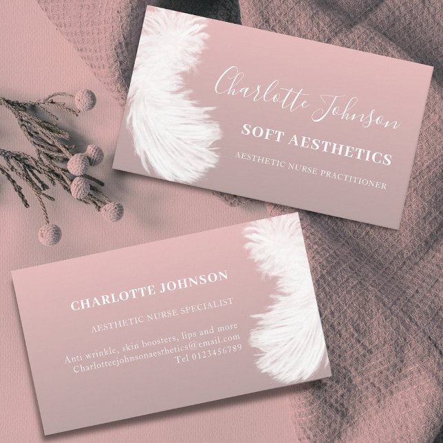 Skönhetsvård Aestetiksjuksköterska Rosa  Visitkort (Modern Stylish nurse aesthetics skincare dusty rose pink Business card)