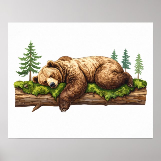 Skonst av Sleeping Bear Woodland Nursery Wall Art Poster (Framsidan)