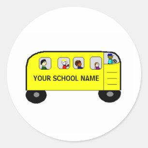 SKOOL BUSS - en skolprodukt Runt Klistermärke