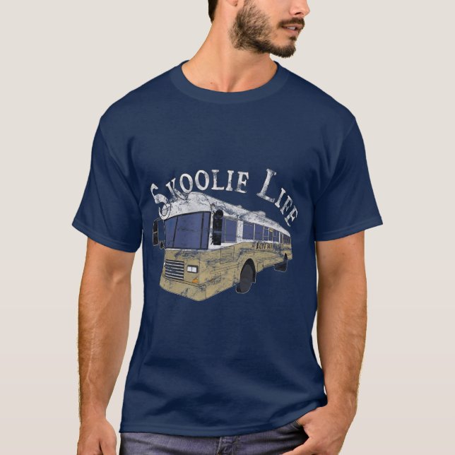 Skoolie Life Buss Conversion Nomad Lifestyle T Shirt (Framsida)