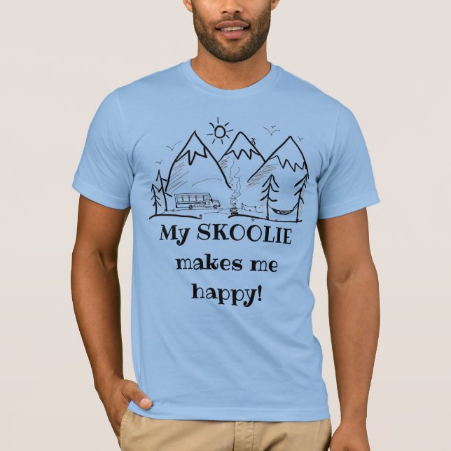 Skoolie Lycklig 1 T Shirt (Framsida)