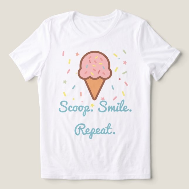 Skop. Smilt. Upprepa. - Cute Ice Cream Cone T Shirt (Design Framsida)