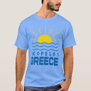 Skopelos Greece Sunshine and Sea Manar Blue T Shirt