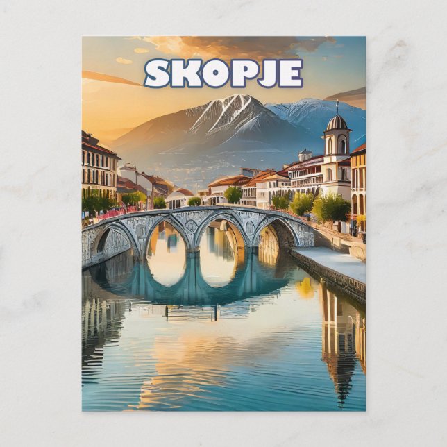 Skopje, cœur vibrant de la Macédoine du Nord Vykort (Framsida)
