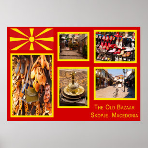 Skopje, norra Makedonien Gamla Bazaar Poster