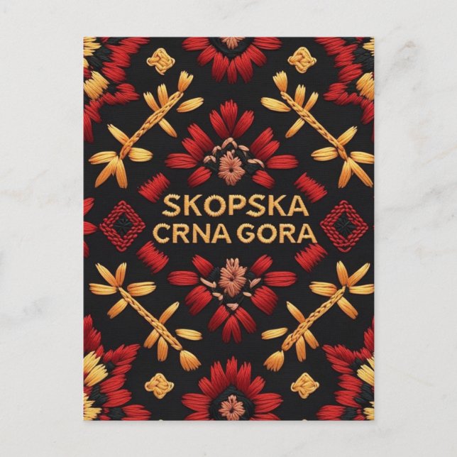 Skopska Crna Gora Embroidery Design Tote Bag Vykort (Framsida)