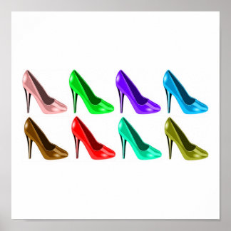 skor av många färg poster