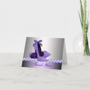 Skor den purpurfärgade kickhälet för glitter tack kort