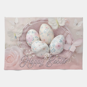 Skör påskglädje med blomster motiv kökshandduk