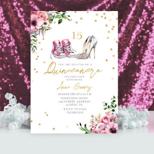 Skor Quinceañera Rosa Tränings skor Klackar 15 Blo Inbjudningar