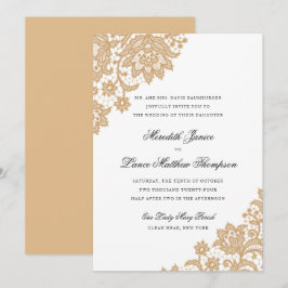 Skör Snöre Corner Black och Guld Script Bröllop Inbjudningar