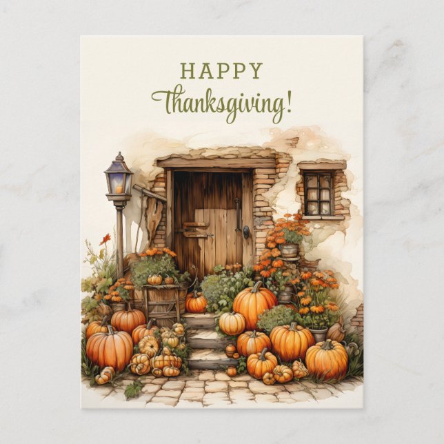 Skörd av pumpor Happy thanksgiving Vykort (Framsida)