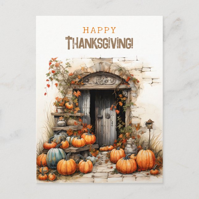 Skörd av pumpor Happy thanksgiving Vykort (Framsida)