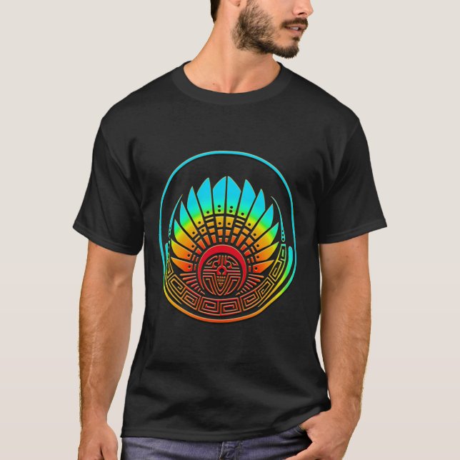 Skörd circle - Mayan mask - Quetzalcoatl Tee Shirt (Framsida)