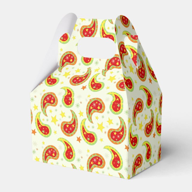 Skörd grönt julstjärna, paisley-presentlåda presentaskar (Baksidan Sidan)