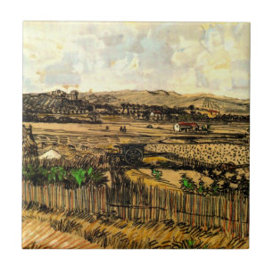 Skörd i Provence Montmajour av Vincent van Gogh Kakelplatta