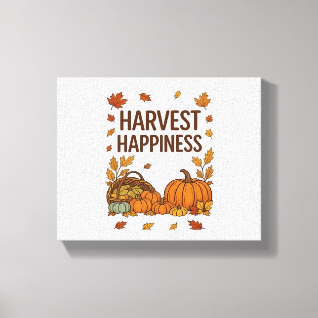 Skörd lycka - höstpumpa och Höst löv D Canvastryck (Framsida)