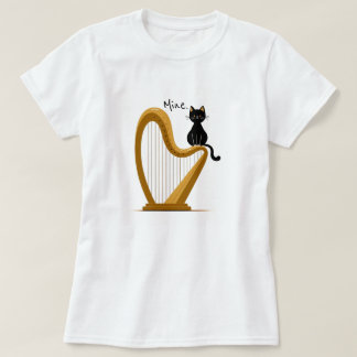 Skörd- och kattdesign, lång T-frakt T Shirt