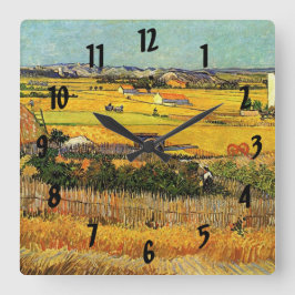 Skörd på La Crau, med Montmajour... Fyrkantig Klocka