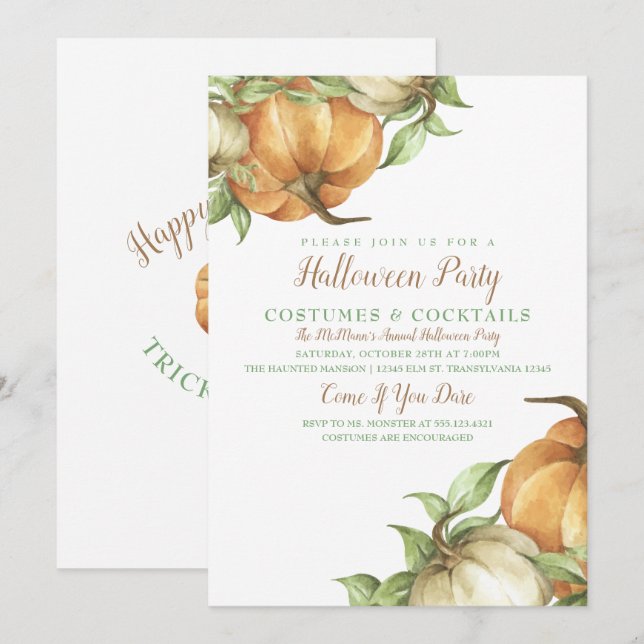 Skörd Pumpkin-inbjudan Inbjudningar (Fram/baksida)