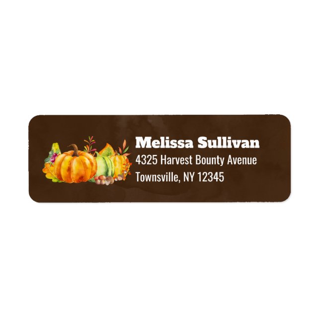 Skörd Pumpkins, Löv och grönsaker Returadress Etikett (Framsidan)