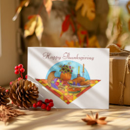 Skörd Quilt Cornucopia Thanksgiving Card Helgkort