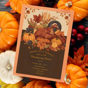 Skörd, traditionell Thanksgiving, middag Inbjudningar