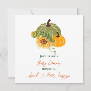 Skörda Cute Little Pumpkin Sunwers Baby Shower Inbjudningar