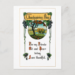 Skörda druvor och Thanksgiving Hälsning Helg Vykort