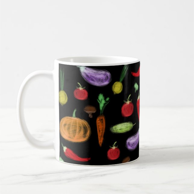 Skörda grönsaker tomat peppar morot svamp c kaffemugg (Vänster)