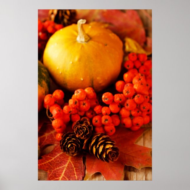 Skörda pumpor med höst löv 2 poster (Framsidan)