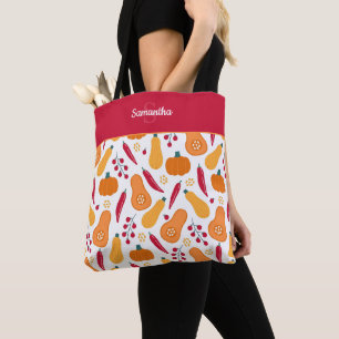 Skörda vegetabiliska Mönster med Namn Orange och Tygkasse
