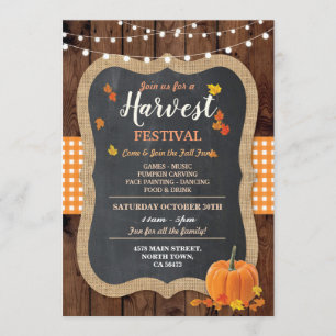 Skördefest Pumpa Event Krita Gingham Inbjudningar
