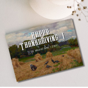 Skördekort för happy thanksgiving med kalkoner kort