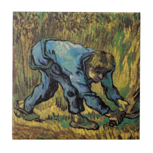 Skördemannen med lie av Vincent van Gogh Kakelplatta