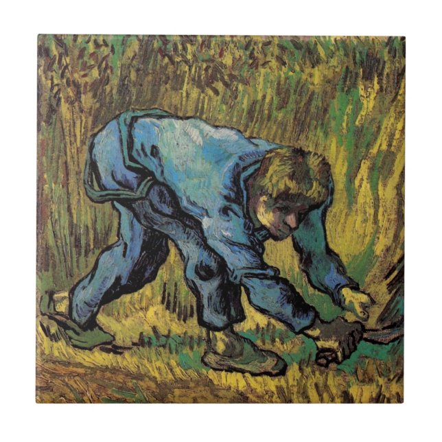 Skördemannen med lie av Vincent van Gogh Kakelplatta (Framsidan)