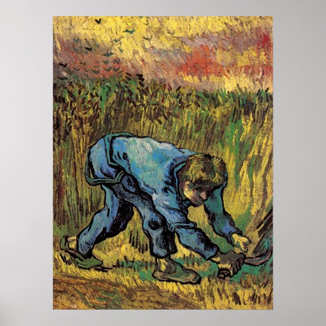 Skördemannen med lie av Vincent van Gogh Poster (Framsidan)