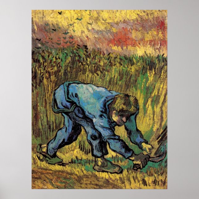 Skördemannen med lie av Vincent van Gogh Poster (Framsidan)