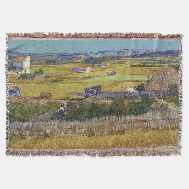 Skörden vid La Crau Vincent Van Gogh Filt (Framsidan)