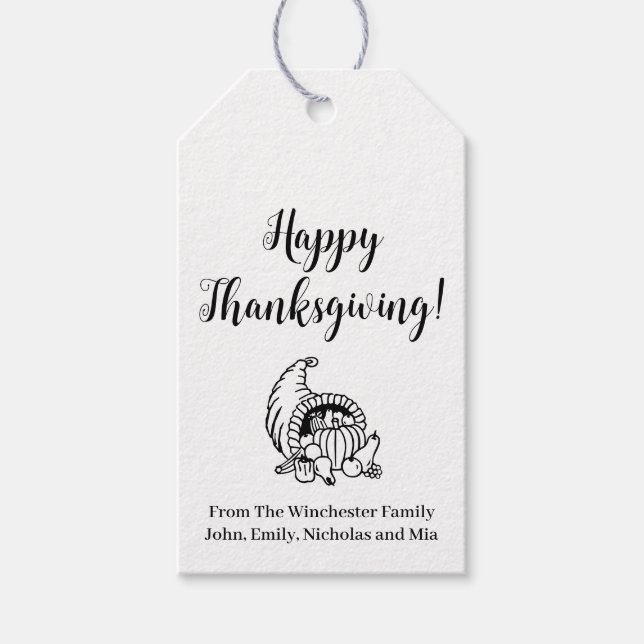Skördeskript för happy thanksgiving presentetikett (Framsidan)