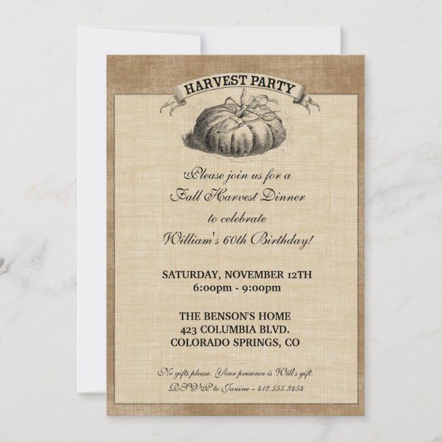 Skördpartyinbjudan Inbjudningar (Framsida)