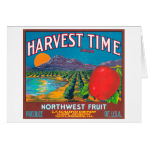 SkördTime Apple etikett - Yakima, WA Hälsningskort